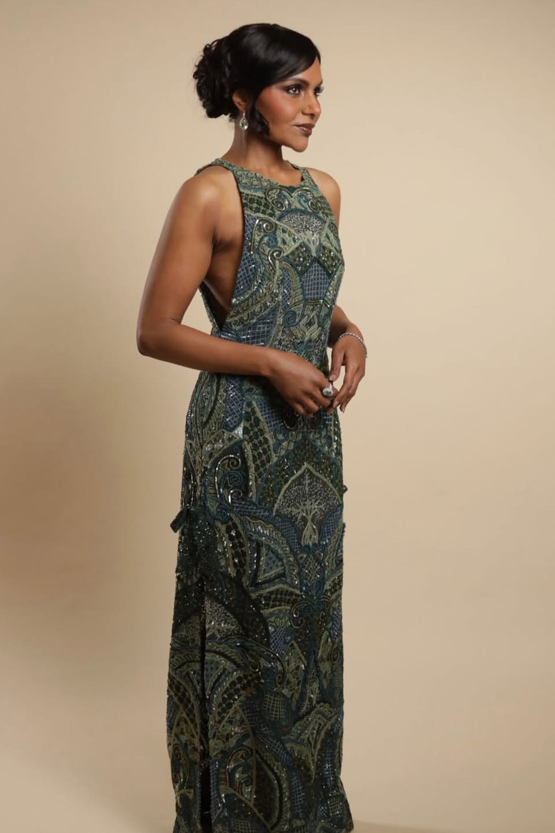 Theodesia Embroidered Cord Gown - Green